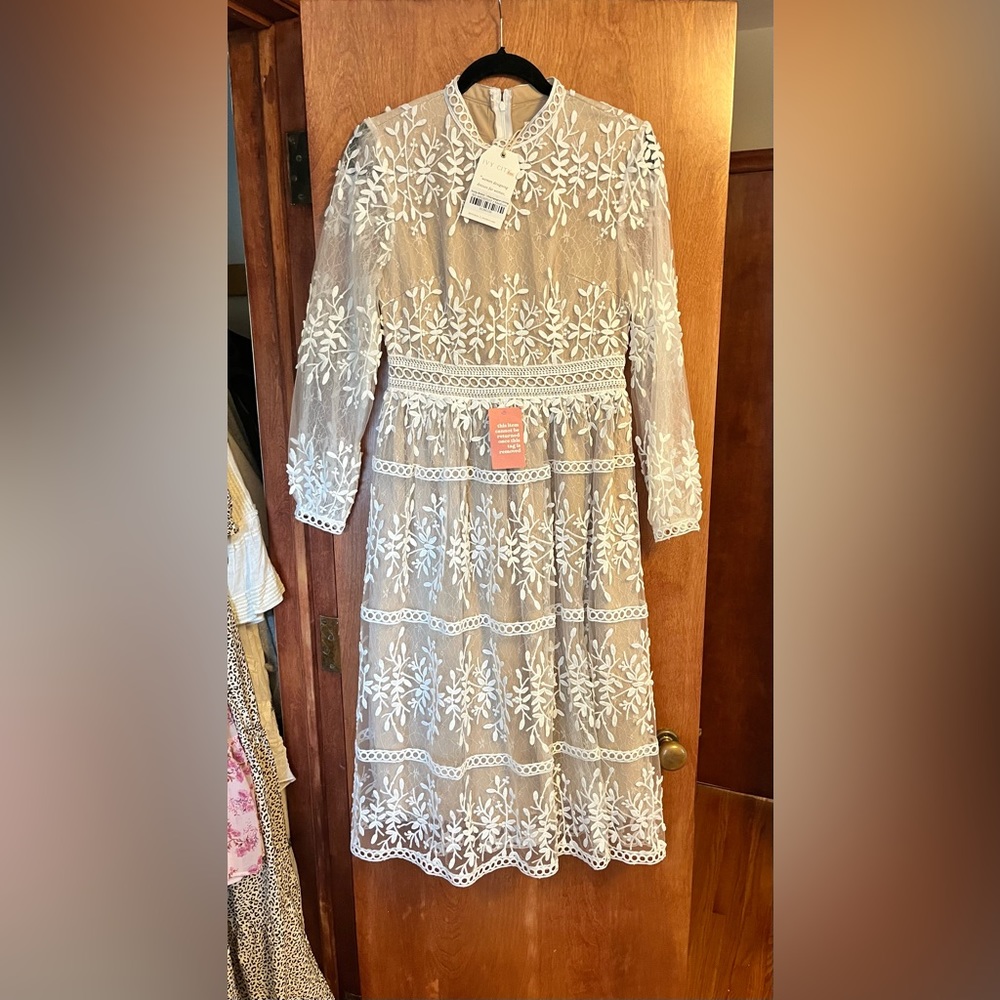 Ivy City Co Sicily Lace Midi Champagne Lining